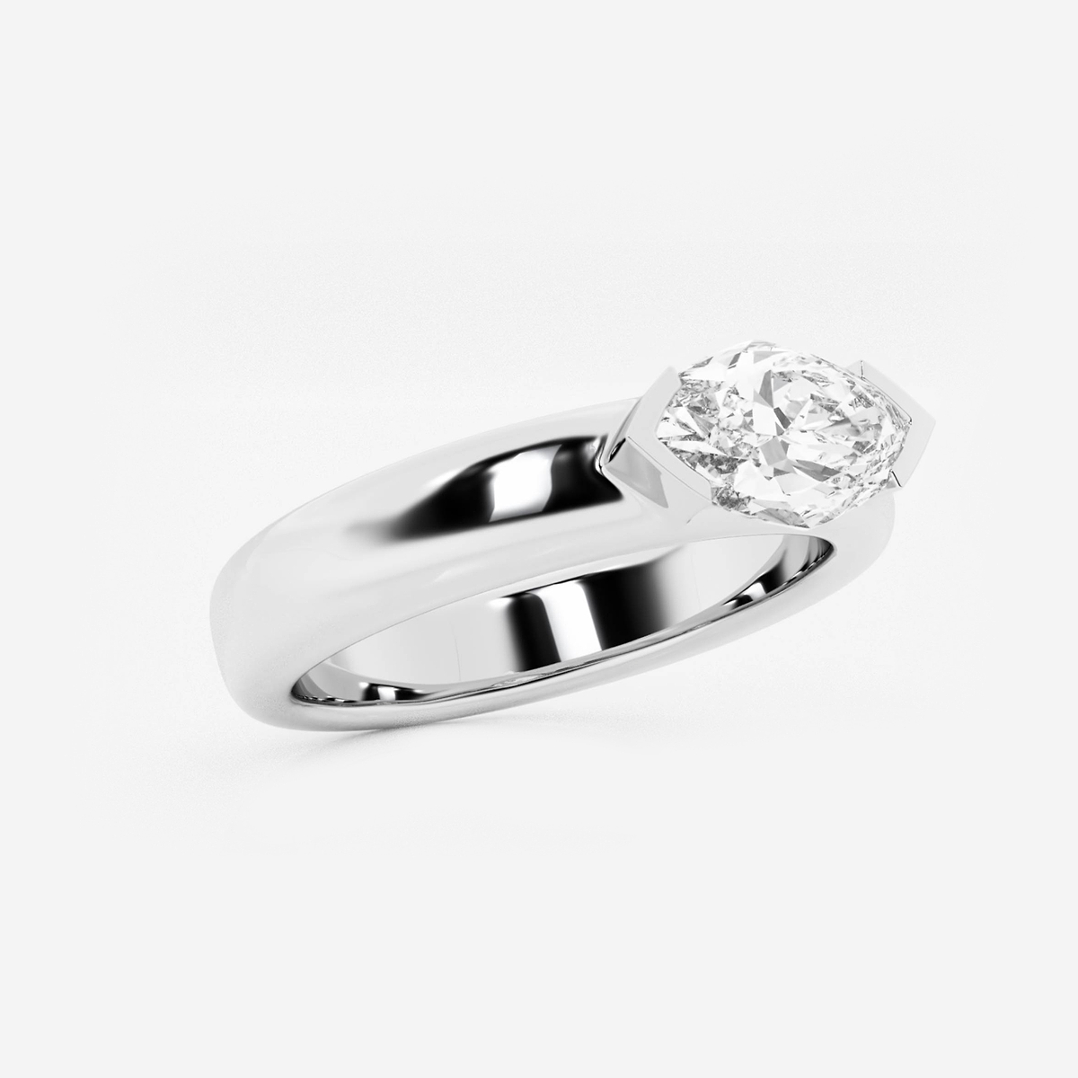 Additional Image 1 for  näas 1 ctw Marquise Lab Grown Diamond Half Bezel Stackable Ring